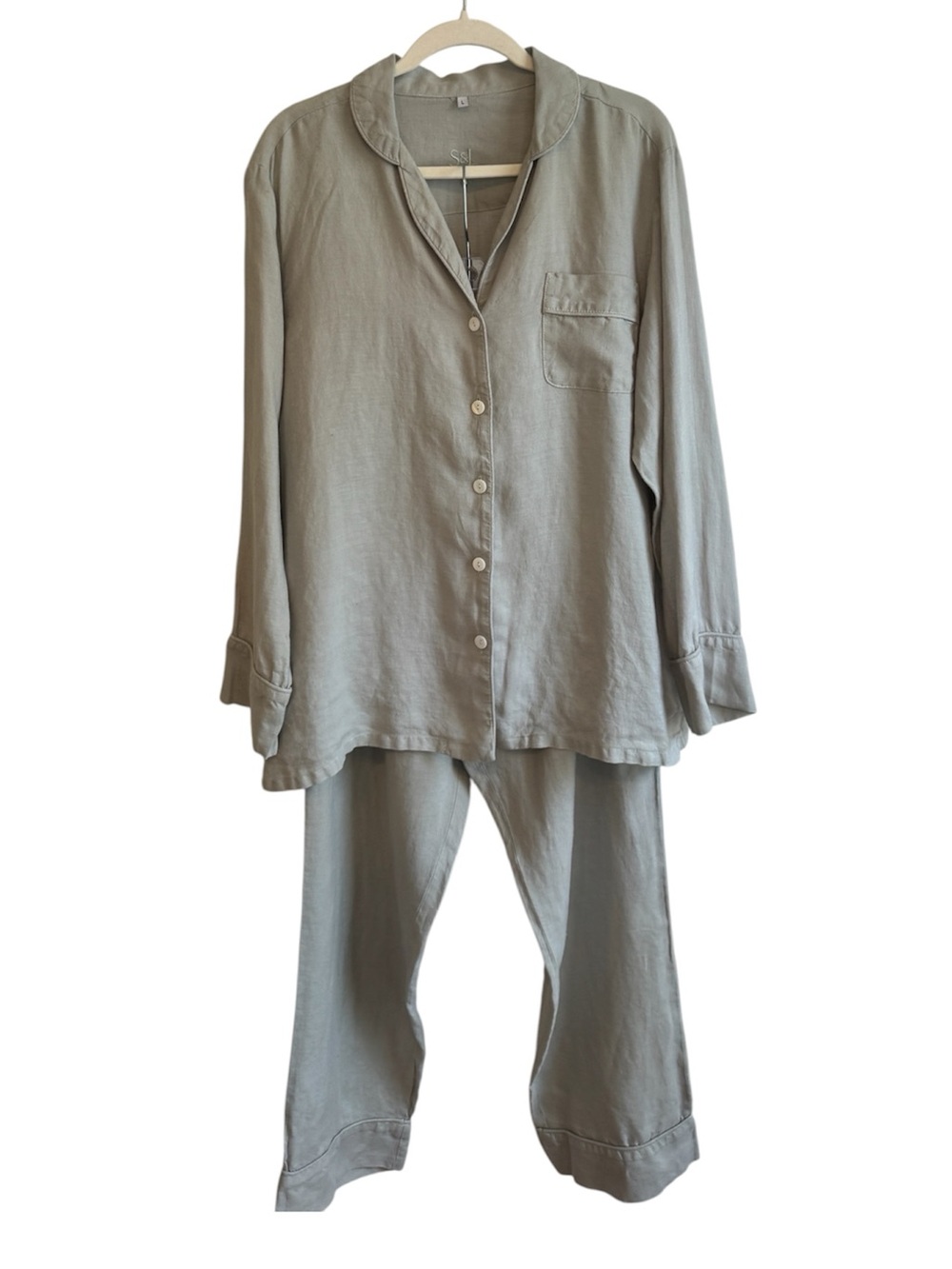 Serena & Lily Sage Green Linen Pajama Set